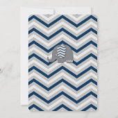 Elephant Baby shower Invitation Boy Blue Chevron Kaart (Achterkant)