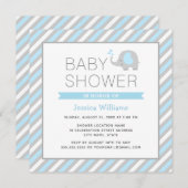 Elephant Baby shower Invitation Boy - Blue & Grey Kaart (Voorkant / Achterkant)