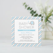 Elephant Baby shower Invitation Boy - Blue & Grey Kaart (Staand voorkant)