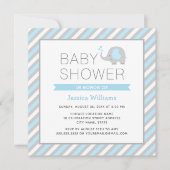 Elephant Baby shower Invitation Boy - Blue & Grey Kaart (Voorkant)