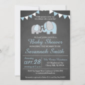 Elephant Baby shower Invitation Boy - Chalkboard Kaart (Voorkant)