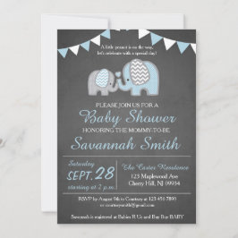 Elephant Baby shower Invitation Boy - Chalkboard Kaart
