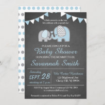 Elephant Baby shower Invitation Boy - Chalkboard