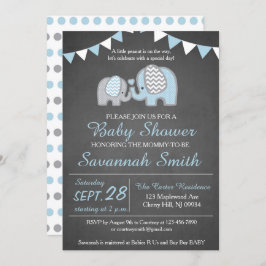 Elephant Baby shower Invitation Boy - Chalkboard Kaart