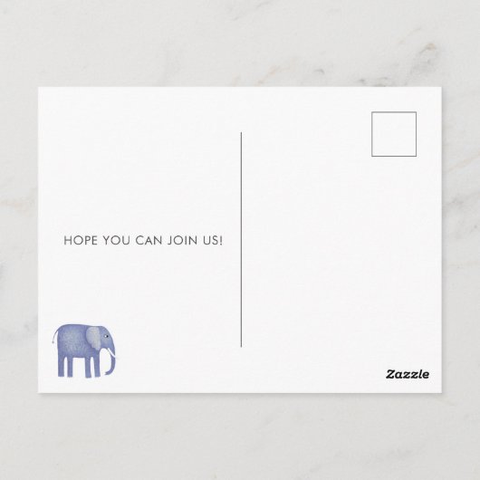 Elephant Baby shower Invitation Briefkaart (Achterkant)
