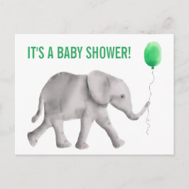 Elephant Baby shower Invitation Briefkaart, Green Uitnodiging Briefkaart