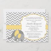Elephant Baby shower Invitation, Chevron, geel Kaart (Voorkant)