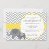 Elephant Baby shower Invitation, chevron yellow Kaart (Voorkant)