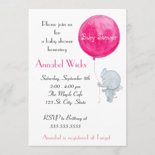 Elephant Baby shower Invitation Cute Paris Style Kaart