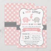 Elephant Baby shower Invitation, Elephant Shower Kaart (Voorkant / Achterkant)