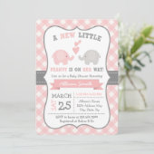 Elephant Baby shower Invitation, Elephant Shower Kaart (Staand voorkant)