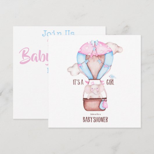 Elephant Baby shower Invitation Feestdagenkaart (Voorkant / Achterkant)