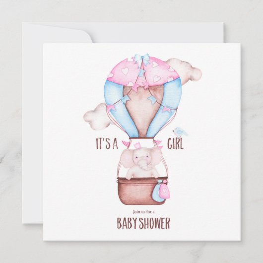 Elephant Baby shower Invitation Feestdagenkaart (Voorkant)