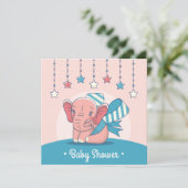 Elephant Baby shower Invitation Feestdagenkaart (Staand voorkant)
