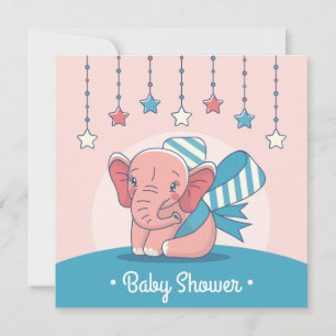 Elephant Baby shower Invitation Feestdagenkaart
