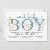 Elephant Baby shower Invitation for a Boy Kaart (Voorkant)