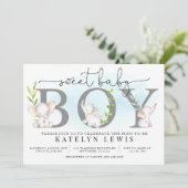 Elephant Baby shower Invitation for a Boy Kaart (Staand voorkant)