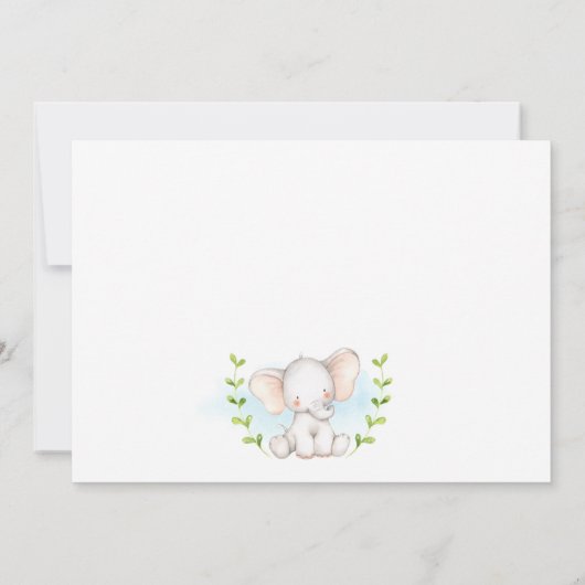 Elephant Baby shower Invitation for a Boy Kaart (Achterkant)