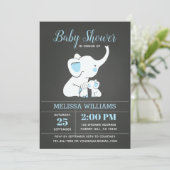 Elephant Baby shower Invitation for Boy Kaart (Staand voorkant)