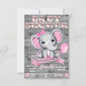 Elephant Baby shower Invitation for Girls Editable Kaart (Voorkant)
