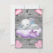 Elephant Baby shower Invitation for Girls Editable Kaart (Achterkant)