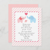 Elephant Baby shower Invitation for Girls Kaart (Voorkant / Achterkant)