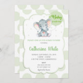 Elephant Baby shower Invitation Gender Neutral Kaart (Voorkant / Achterkant)
