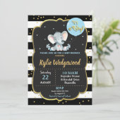 Elephant Baby shower Invitation Het is een jongen Kaart (Staand voorkant)