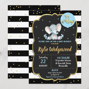 Elephant Baby shower Invitation Het is een jongen Kaart