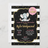 Elephant Baby shower Invitation Het is een meisje Kaart (Voorkant)