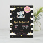 Elephant Baby shower Invitation Het is een meisje Kaart (Staand voorkant)