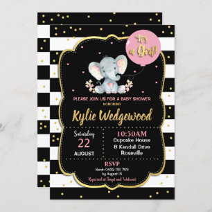 Elephant Baby shower Invitation Het is een meisje Kaart