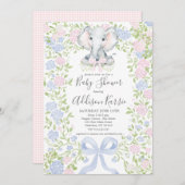 Elephant baby shower invitation kaart (Voorkant / Achterkant)