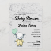 Elephant Baby shower Invitation Kaart (Voorkant / Achterkant)