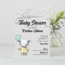 Elephant Baby shower Invitation Kaart