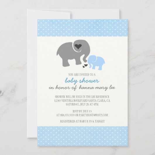 Elephant Baby shower Invitation Kaart (Voorkant)