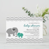 Elephant Baby shower Invitation Kaart (Staand voorkant)