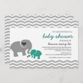 Elephant Baby shower Invitation Kaart (Voorkant / Achterkant)
