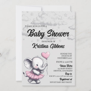 Elephant Baby shower Invitation Kaart