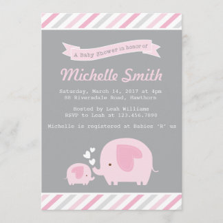Elephant Baby shower Invitation Kaart