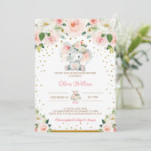 Elephant Baby shower Invitation Kaart (Staand voorkant)
