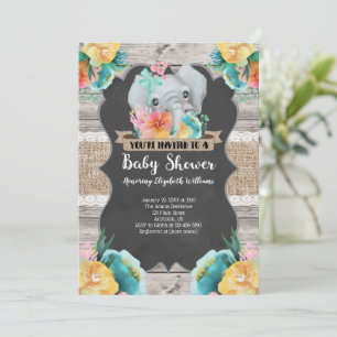 Elephant Baby shower Invitation Kaart