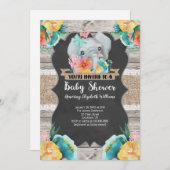 Elephant Baby shower Invitation Kaart (Voorkant / Achterkant)
