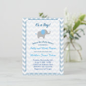 Elephant Baby shower Invitation Kaart (Staand voorkant)