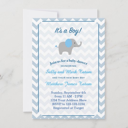Elephant Baby shower Invitation Kaart (Voorkant)