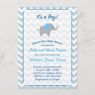 Elephant Baby shower Invitation Kaart