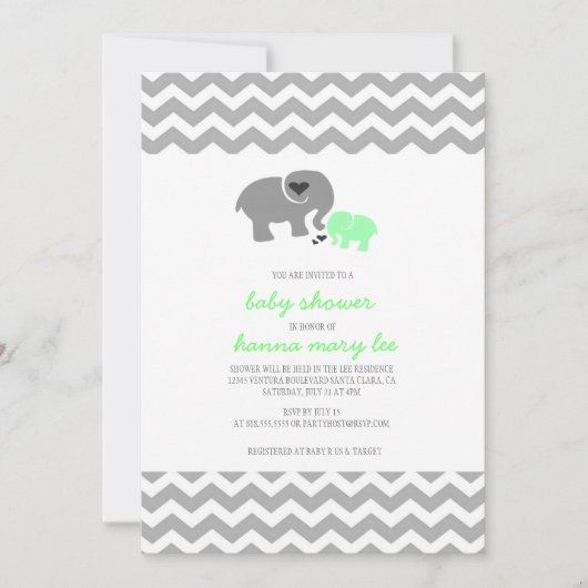 Elephant Baby shower Invitation Kaart (Voorkant)