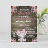 Elephant Baby shower Invitation Kaart (Staand voorkant)