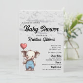 Elephant Baby shower Invitation Kaart (Staand voorkant)