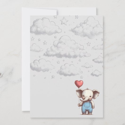 Elephant Baby shower Invitation Kaart (Achterkant)